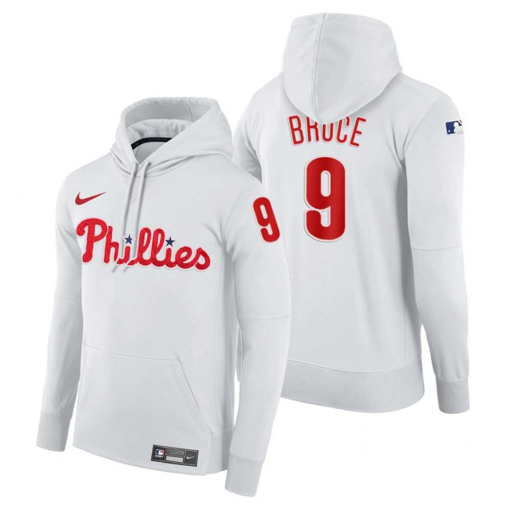 Men Philadelphia Phillies 9 Broce white home hoodie 2021 MLB Nike Jerseys